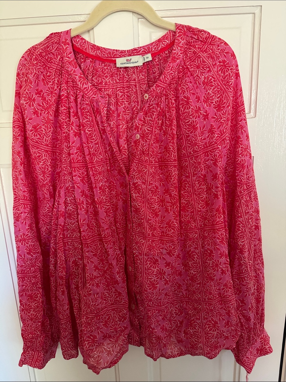 Vineyard Vines Hot Pink Floral Tunic Blouse